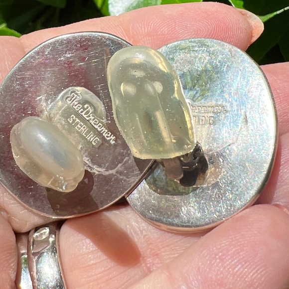 ECHO OF THE DREAMER OVERSIZED BLUE LACE AGATE STERLING SILVER EARRINGS STATEMENT - Picture 12 of 16